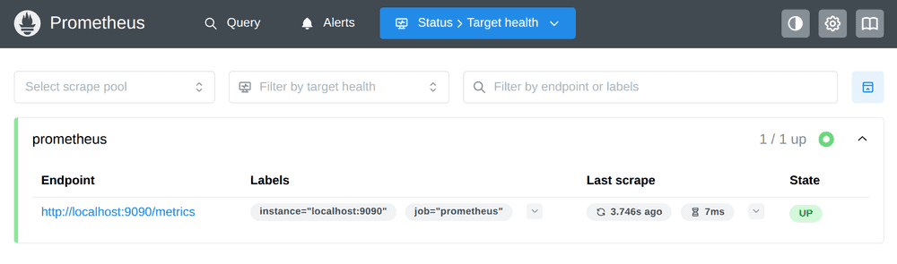 Prometheus targets overview page