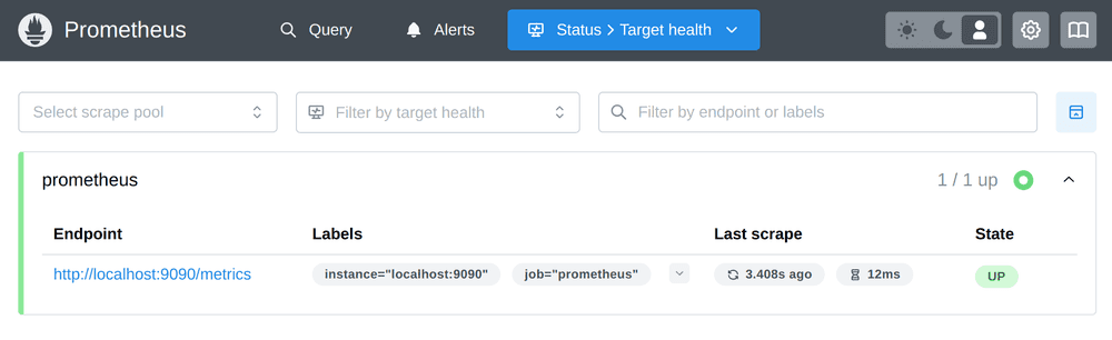 Prometheus targets overview page